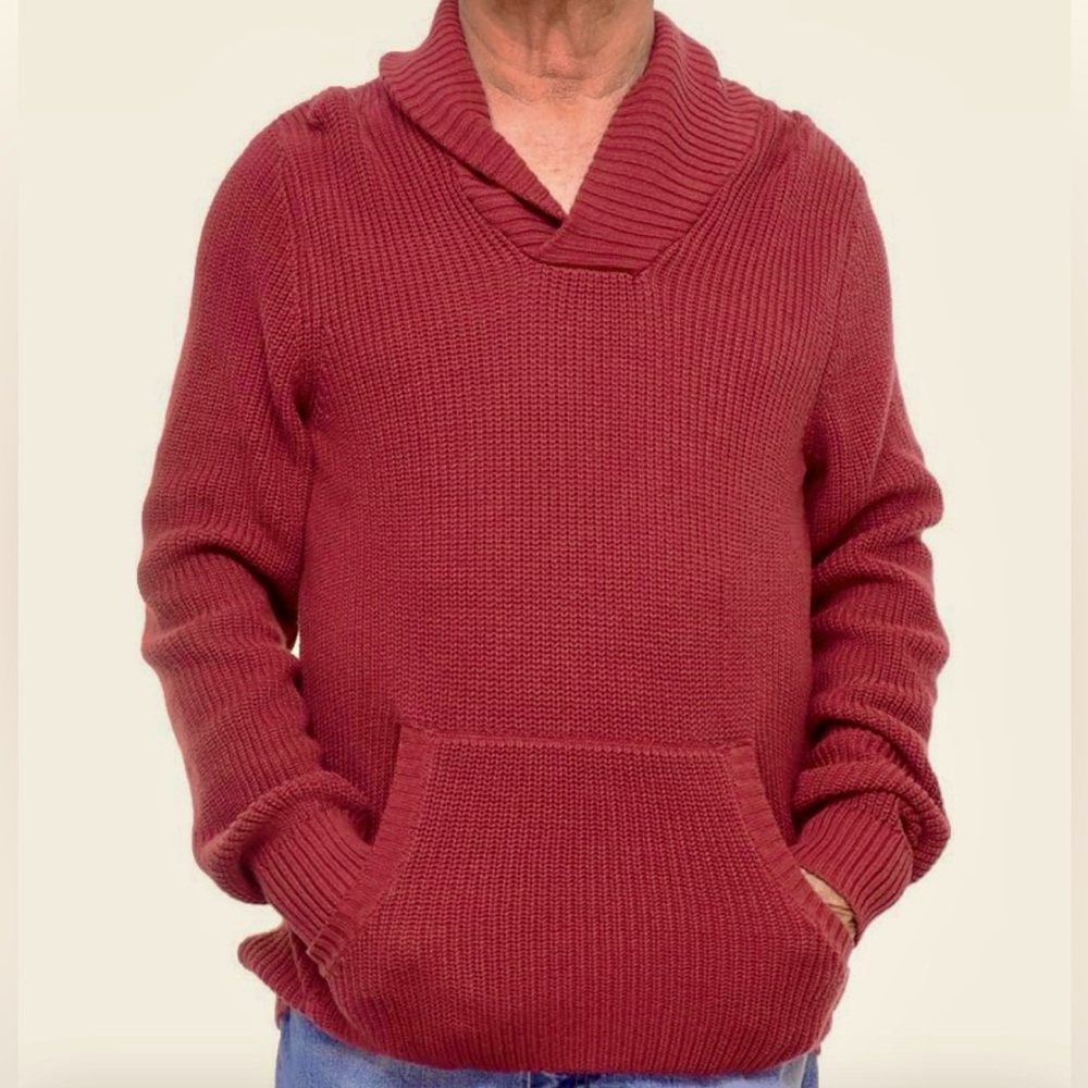 NWT American Rag Ribbed Knit Shawl Collar Pullover Sweater in Maroon, Size XL